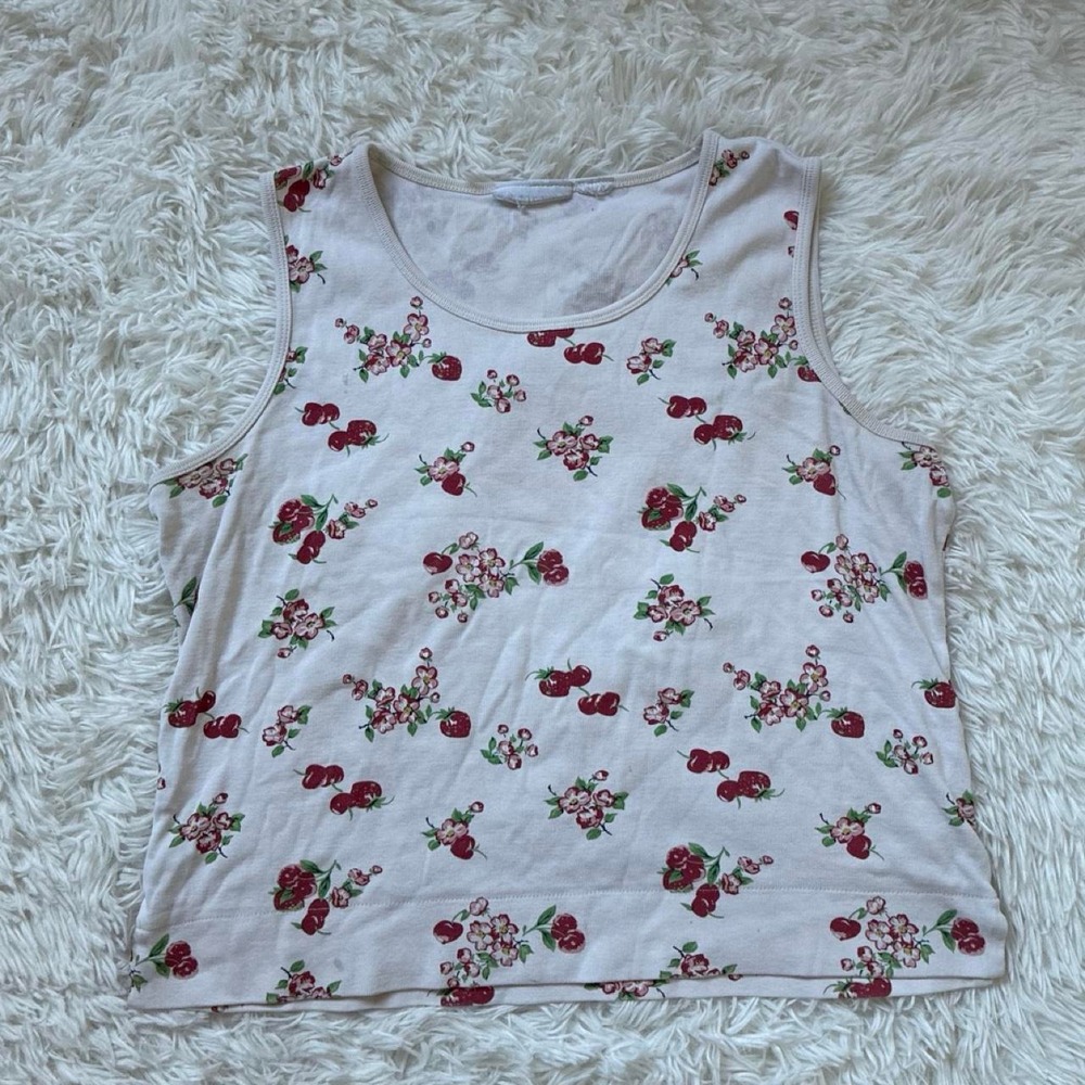 Vintage 90s floral cherry fairy core print tank tap